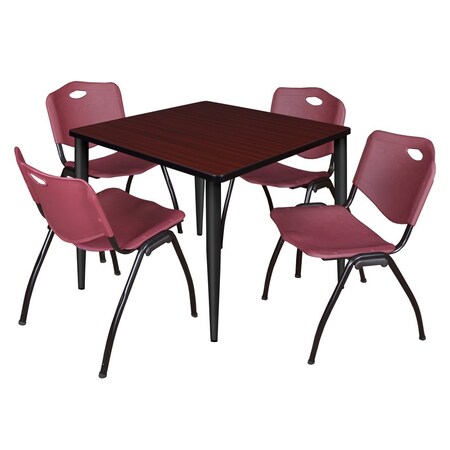 Regency Kahlo Square Table & Chair Sets, 36 W, 36 L, 29 H, Wood, Metal, Plastic Top, Mahogany TPL3636MHBK47BY